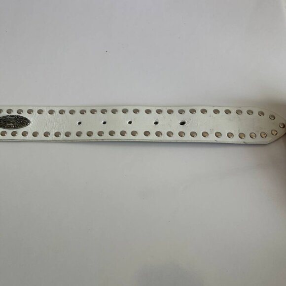 Lady Stetson White Leather Western Belt with Studs & Ornate Buckle size S - Picture 10 of 11